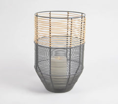 Cylindrical Cane Iron Candle Holder