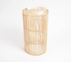 Minimal Handwoven Earthy Iron & Cane Candle Holder