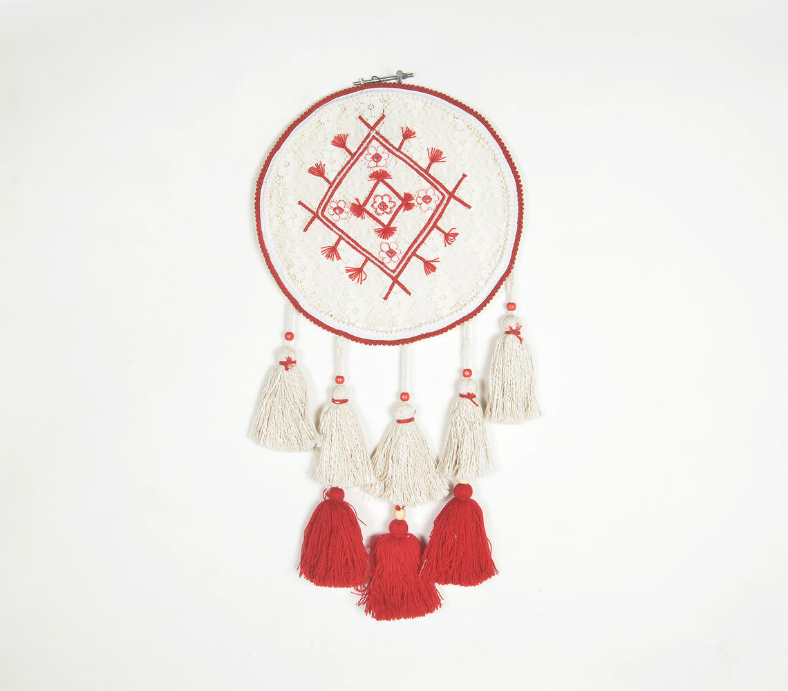 Embroidered Lace dreamcatcher with Tassels