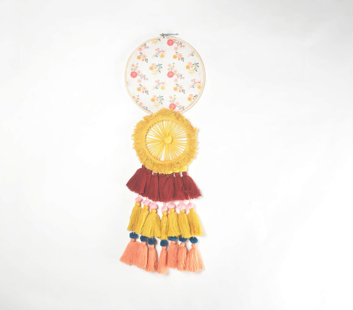 Vintage Floral & Chunky Tasseled Dreamcatcher