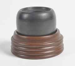 Ribbed Wooden & Black Terracotta Desk Planter