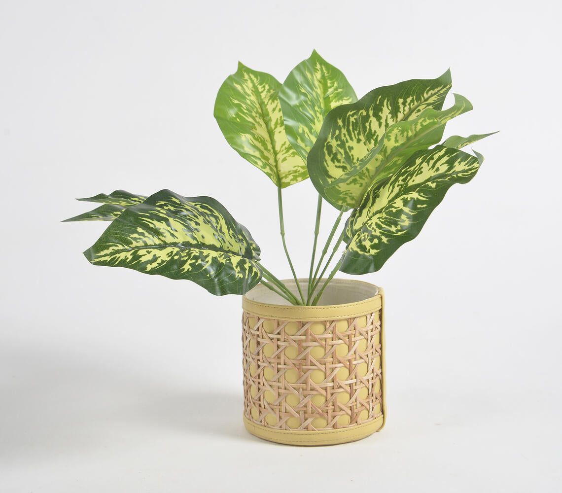 Faux Leather Lemon Yellow Planter