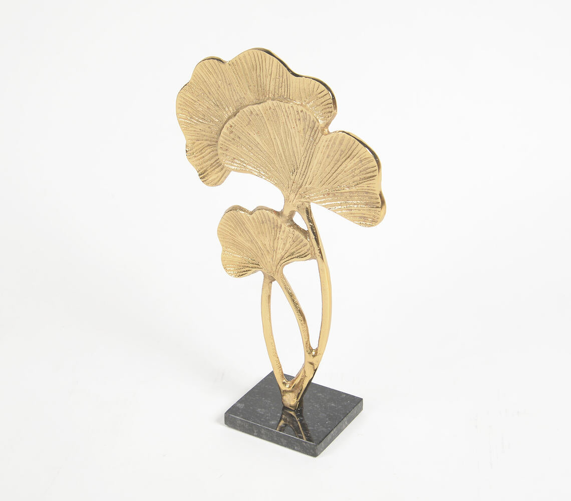 Sand Cast Aluminium Gingko Leaf Décorative with Granite