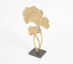 Sand Cast Aluminium Gingko Leaf Décorative with Granite