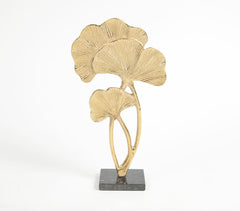 Sand Cast Aluminium Gingko Leaf Décorative with Granite