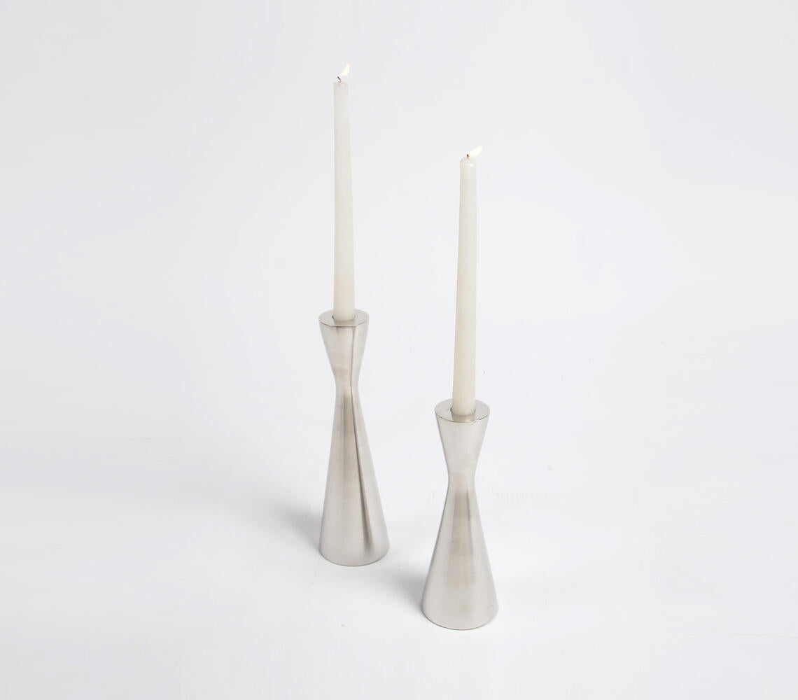 Sleek Aluminium Candle Holders (Set of 2)