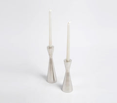 Sleek Aluminium Candle Holders (Set of 2)