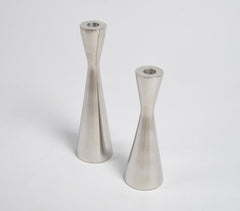 Sleek Aluminium Candle Holders (Set of 2)