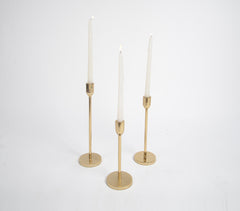 Minimal Gold Tone Aluminium Candle Sticks (Set of 3)