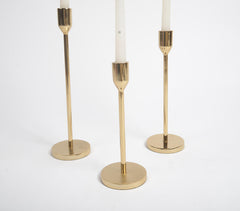 Minimal Gold Tone Aluminium Candle Sticks (Set of 3)