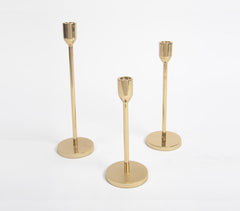 Minimal Gold Tone Aluminium Candle Sticks (Set of 3)