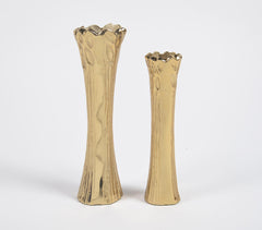 Gold-Toned Aluminium Trunk Flower Vases (Set of 2)