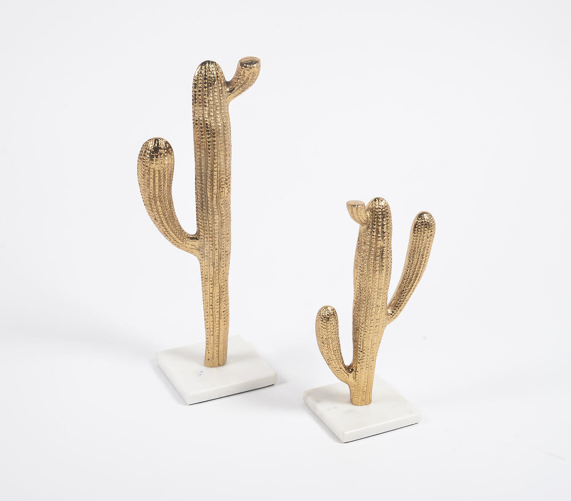 Antique Aluminium Cacti Tabletop Decor (Set of 2)