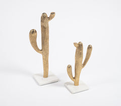 Antique Aluminium Cacti Tabletop Decor (Set of 2)