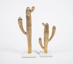 Antique Aluminium Cacti Tabletop Decor (Set of 2)