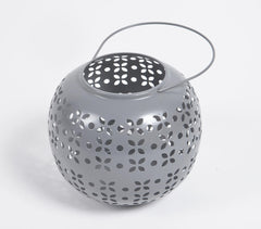 Perforated Grey Iron Lanterns (Set of 2)