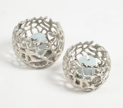Antique Aluminium Coral Votives (set of 2)