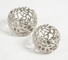 Antique Aluminium Coral Votives (set of 2)