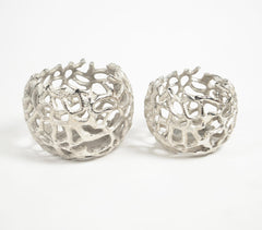 Antique Aluminium Coral Votives (set of 2)