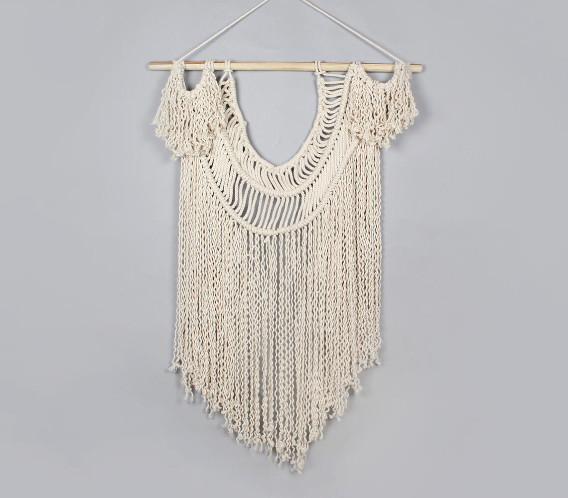Cotton Macrame Wavy Fringes Wall Decor
