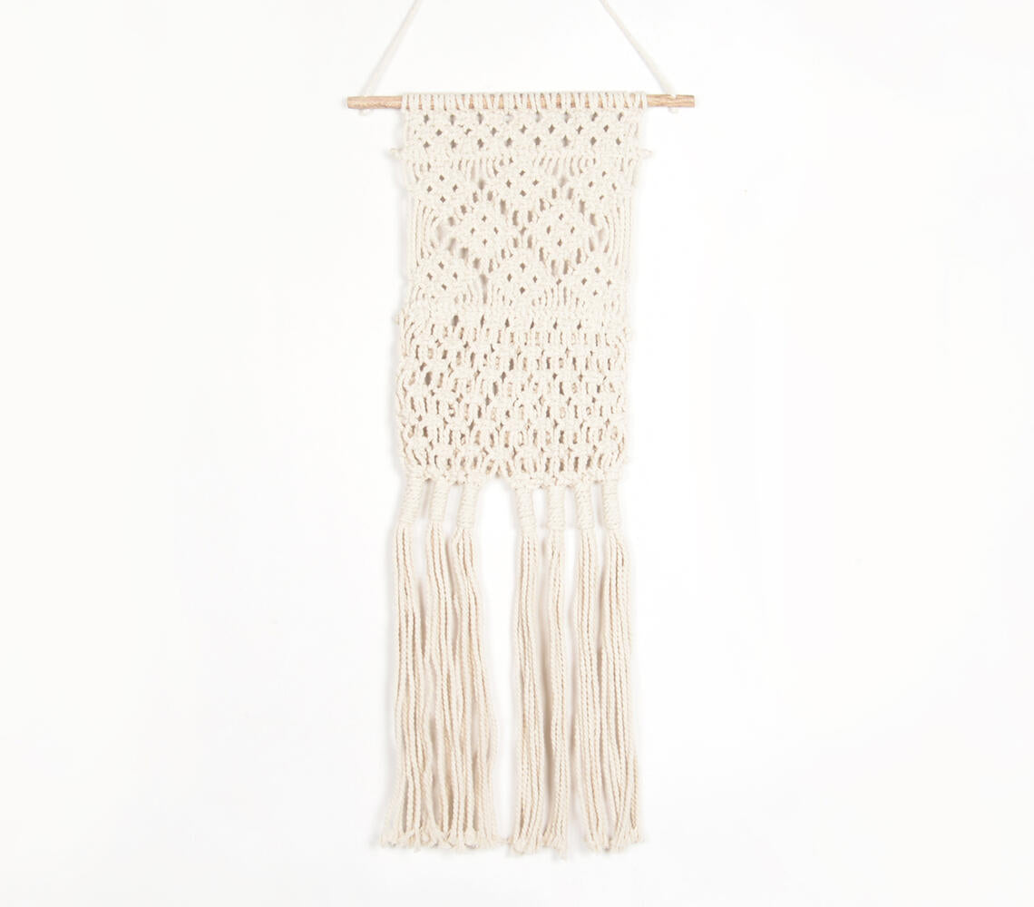 Boho Neutral-toned Macrame Wall Hanging with Pocket