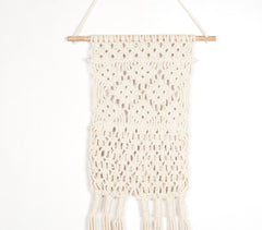 Boho Neutral-toned Macrame Wall Hanging with Pocket