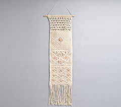 Boho Neutral-toned Macrame Wall Hanging with Pocket