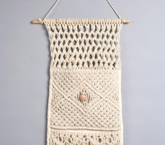 Boho Neutral-toned Macrame Wall Hanging with Pocket