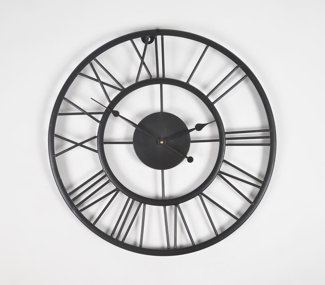 Roman Metal Skeleton Analog Round Wall Clock