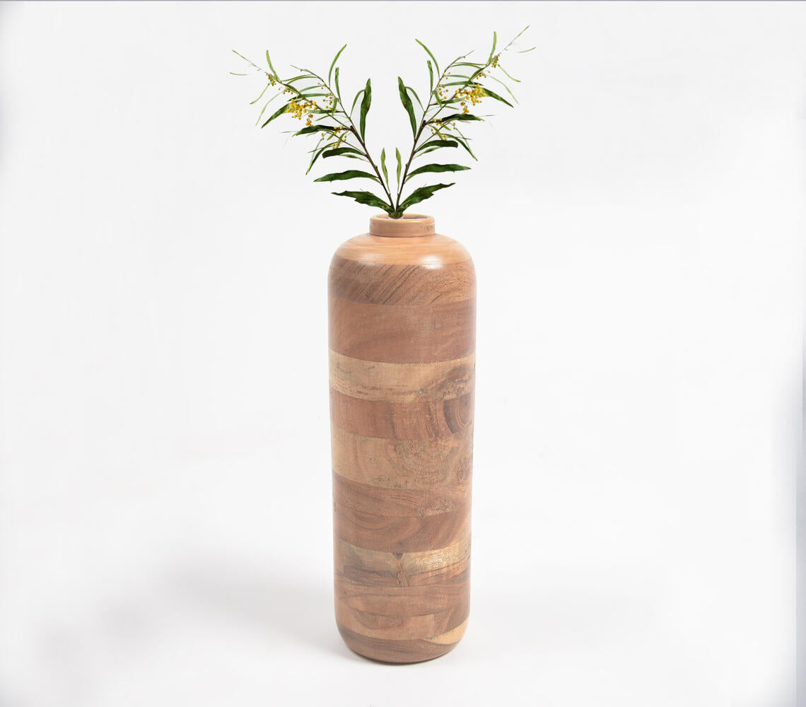 Turned Acacia Wood Sleek Flower Vase