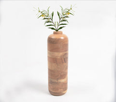 Turned Acacia Wood Sleek Flower Vase