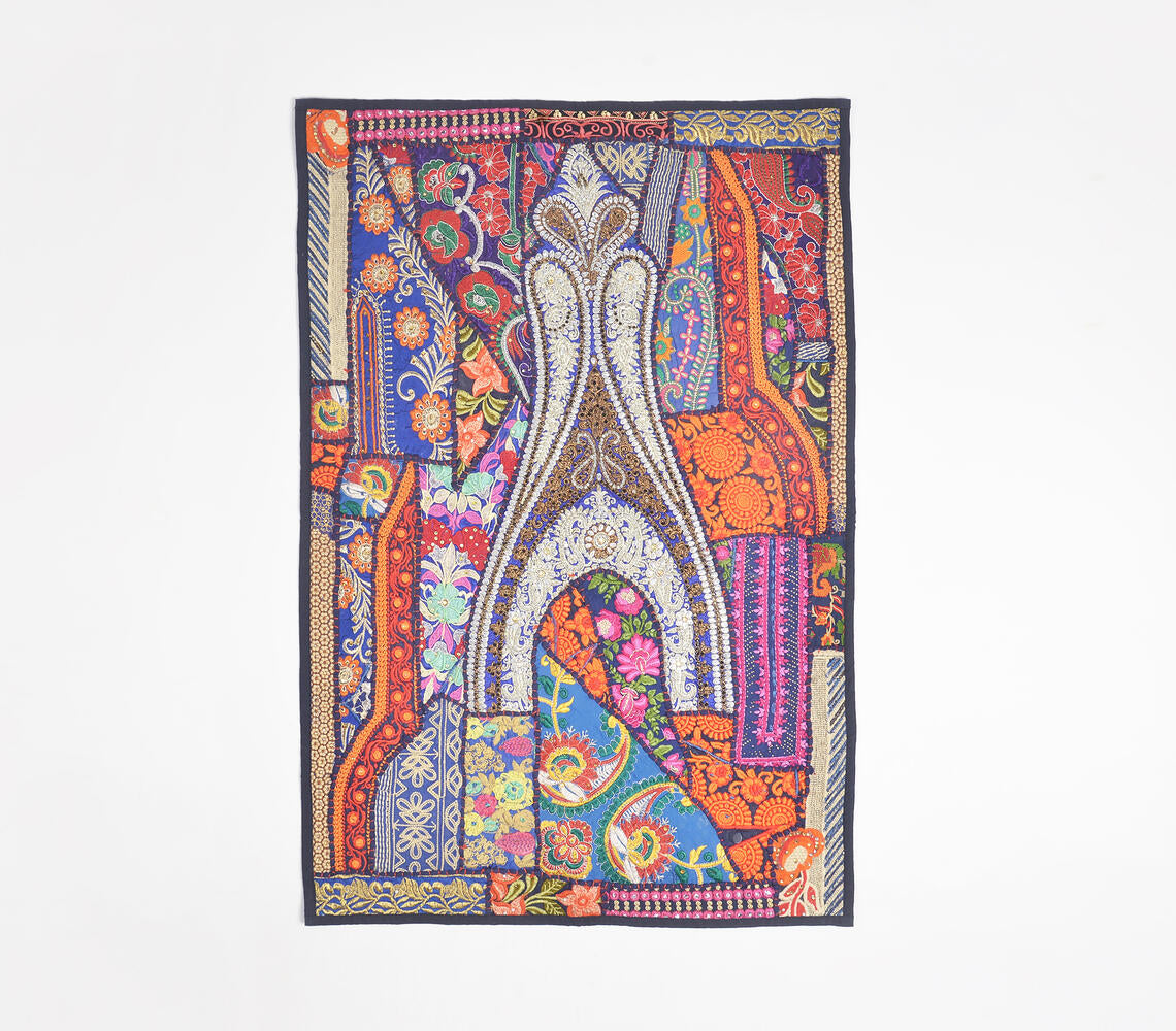Boho Abstract Printed Upcycled Fabric Patchwork Wall Hanging