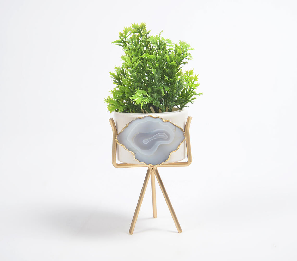 White Agate & Clay Planter