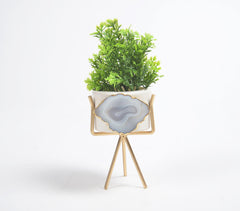 White Agate & Clay Planter