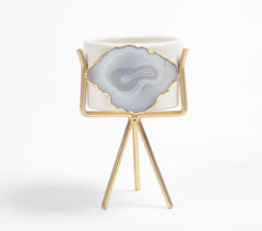 White Agate & Clay Planter
