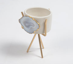White Agate & Clay Planter