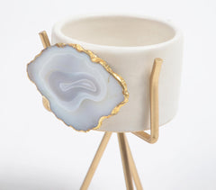 White Agate & Clay Planter