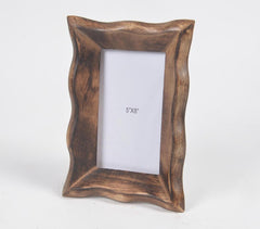 Hand Carved Mango Wood Wavy Photo Frame