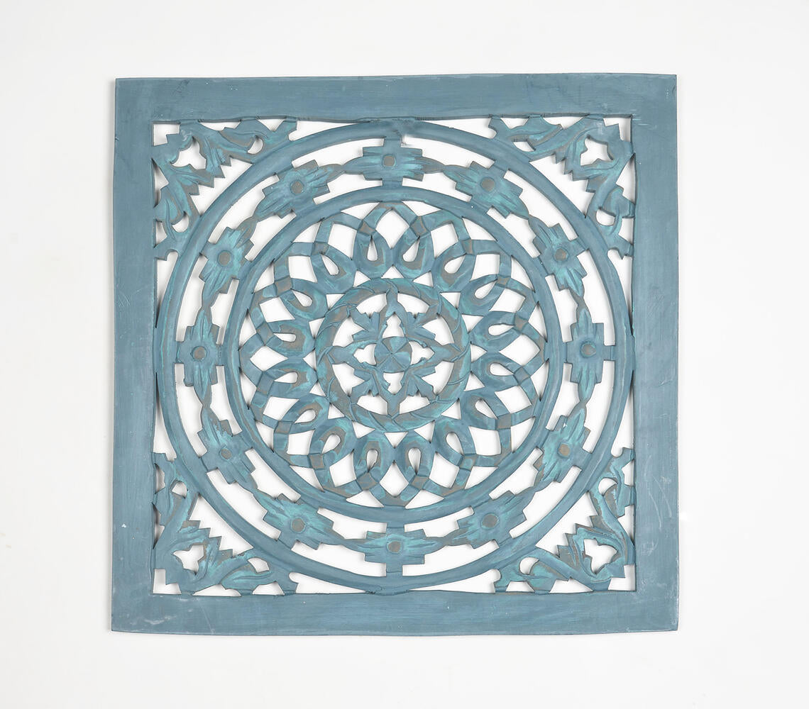 Distressed MDF Blue Mandala Wall Plaque