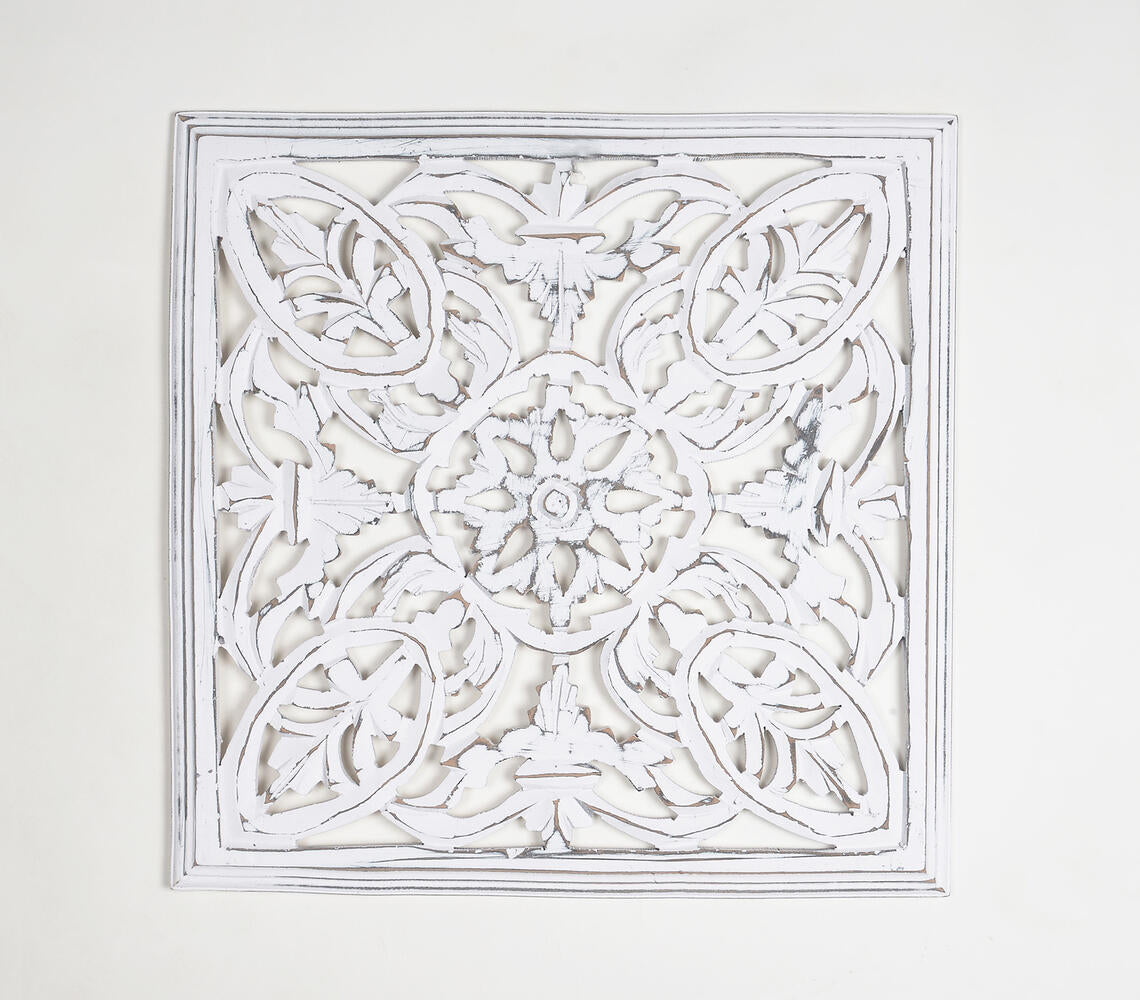 MDF White Medallion Distressed Wall Plaque