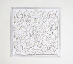 MDF White Medallion Distressed Wall Plaque