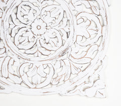 MDF Ivory Medallion Distressed Wall Plaque