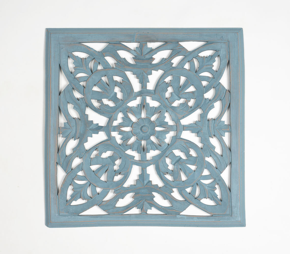 MDF Medallion Distressed Blue Wall Plaque