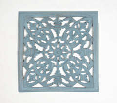 MDF Medallion Distressed Blue Wall Plaque