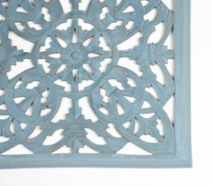 MDF Medallion Distressed Blue Wall Plaque
