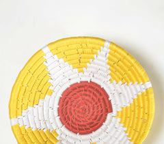 Handwoven Floral Star Round Wall Plate