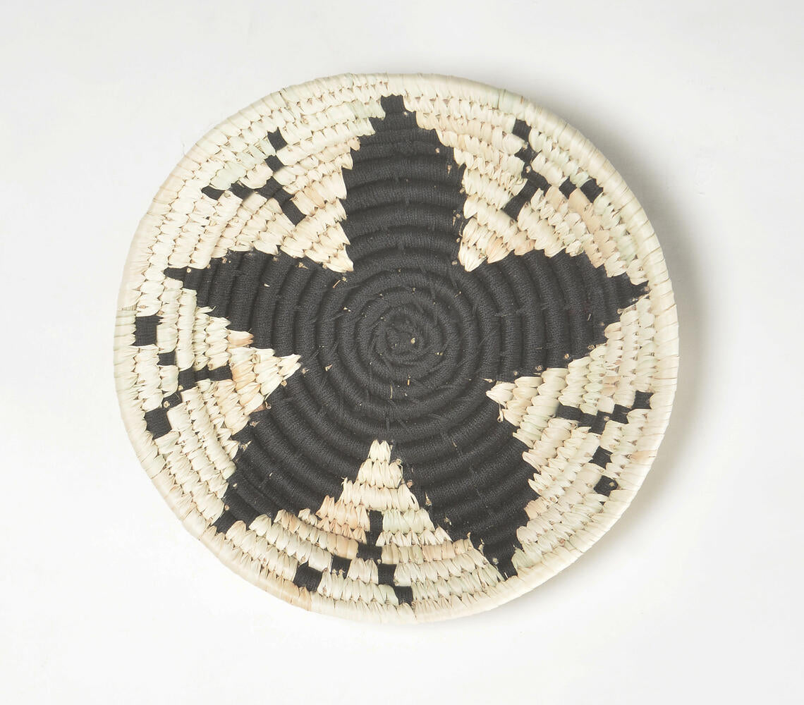 Handwoven Monochrome Floral Wall Plate
