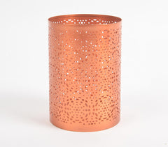 Honeycomb Jali Cut Rose-Gold Iron Candle Holder
