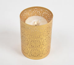 Jali Cut Gold-Toned Iron Candle Holder (S)