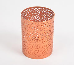 Jali Cut Rose-Gold Iron Candle Holder (S)